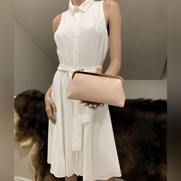 Soft Pink Genuine Pebble Leather Kisslock Clutch/Shoulder Bag/Crossbody - Picture 5 of 15